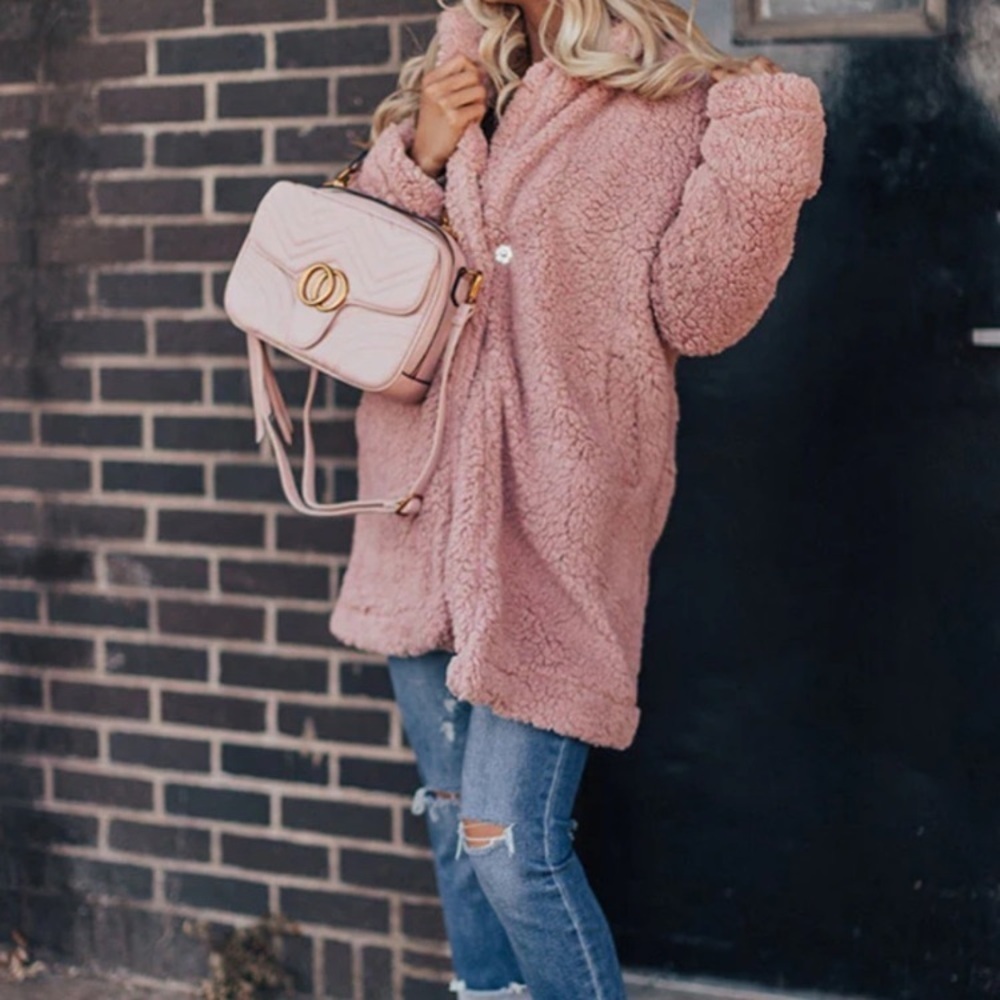 Impressions Pink Sherpa Puffer Coat 🆕 - Picture 14 of 16